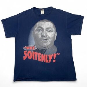Y2k the three stooges curly “ why soitenly!” Navy graphic t-shirt